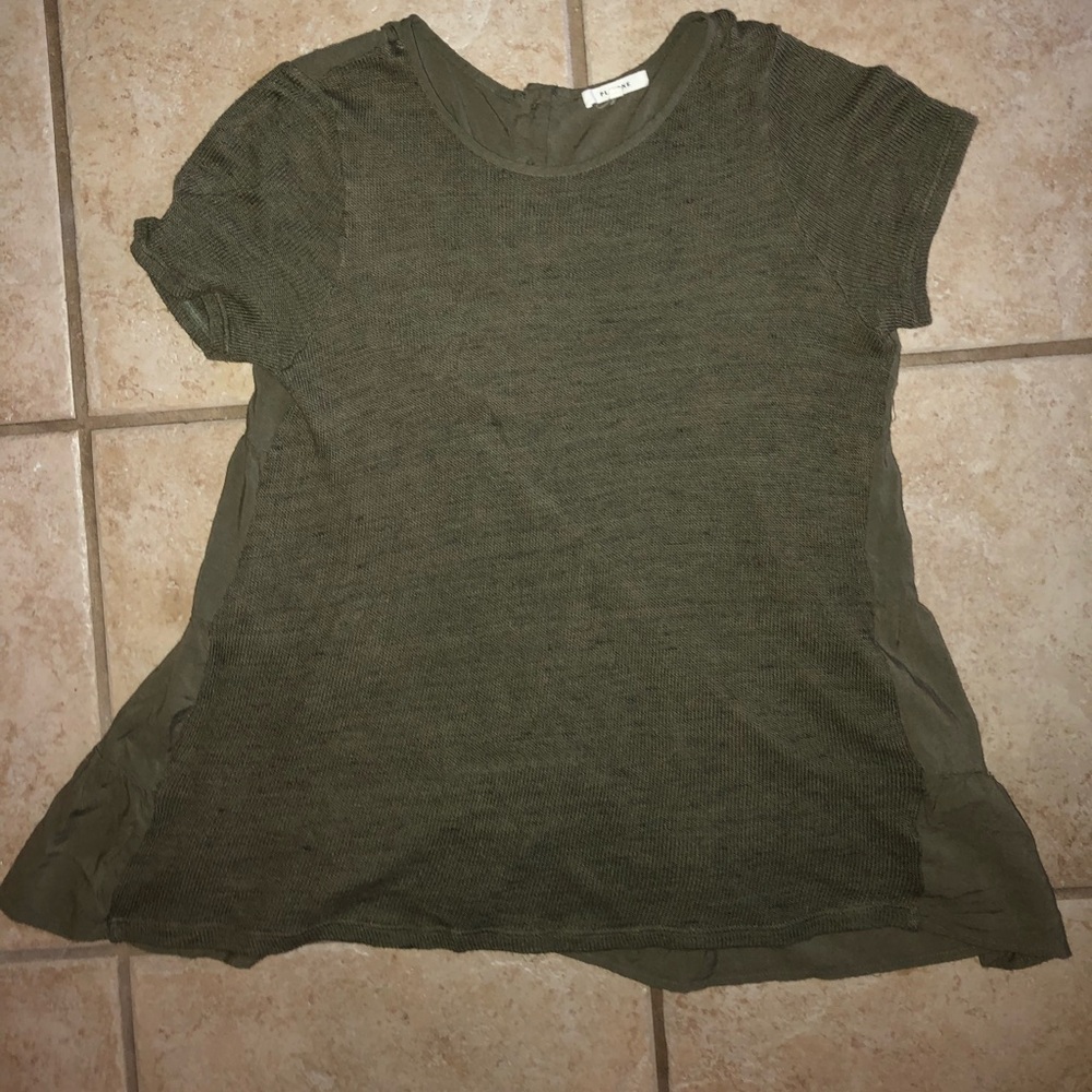Olive green top with button detailing on the back